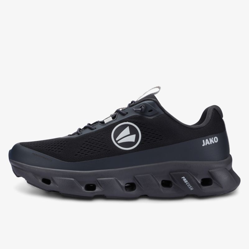 seitliche Ansicht leichter Sportschuh mit atmungsaktivem Material und moderner, robuster Sohle