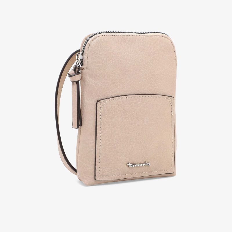 Elegante beige Handtasche in Lederoptik mit praktischem Reißverschluss und modernem Design für vielseitige Nutzung.