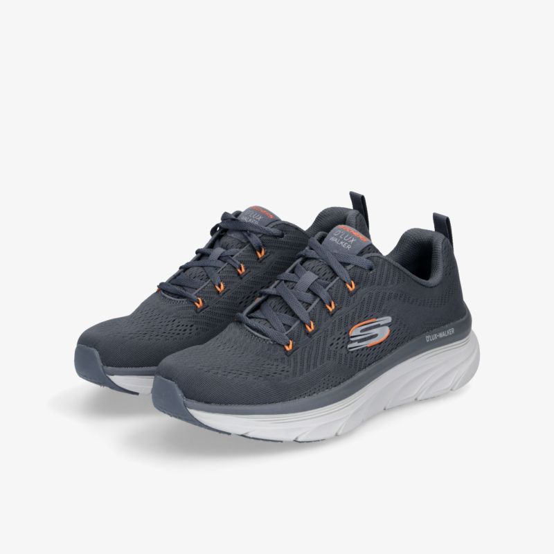 Leichtes graues Sportschuh-Paar mit weißer Sohle, gepolstert und atmungsaktiv für optimalen Tragekomfort.