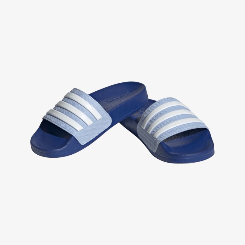 Blaue Sandalen mit weißen Streifen, ideal für Komfort und Freizeit, vielseitig einsetzbar