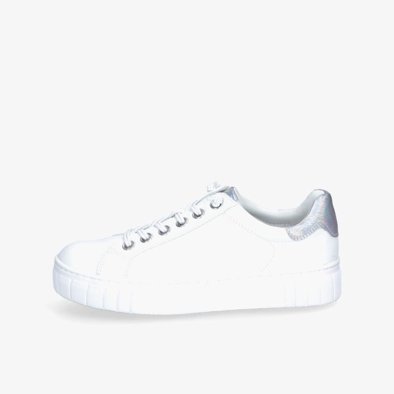 Weißer Sneaker in klarer seitlicher Ansicht, bequem und modisch für vielfältige Outfits geeignet