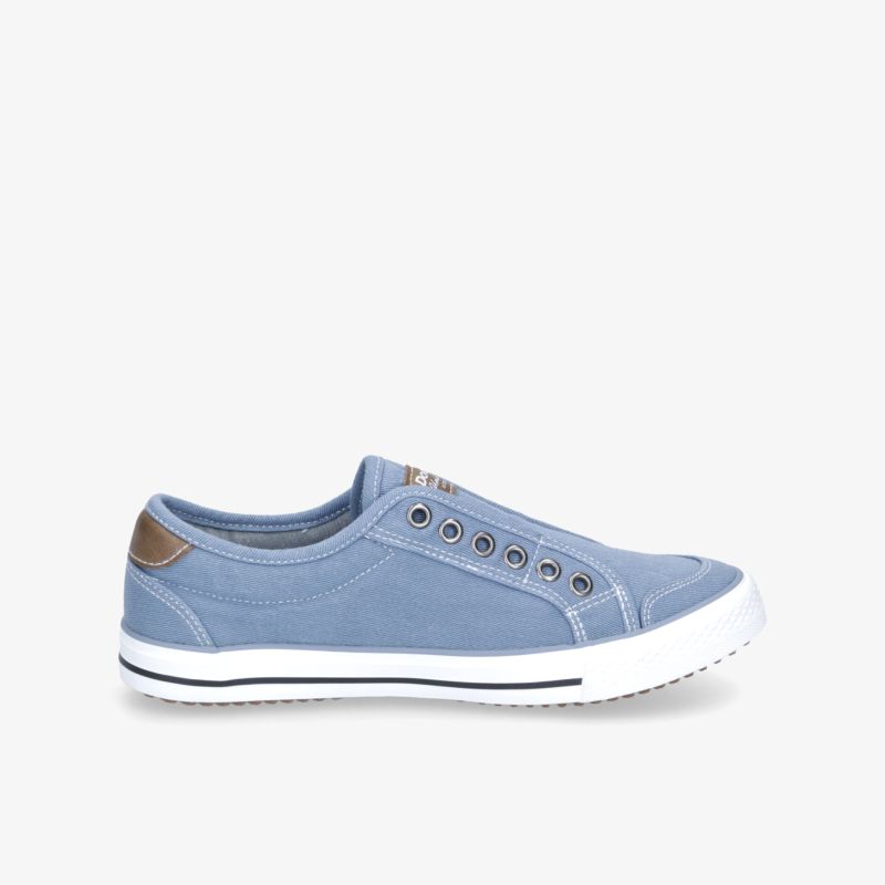 Blauer Sneaker mit elastischem Verschluss und rutschfester Sohle. Perfekt für einen sportlichen und bequemen Stil.
