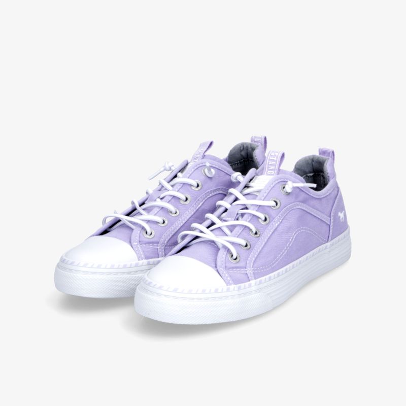 Lila Sneaker mit weißer Sohle und Schnürung, bequem und stylisch für den Alltag