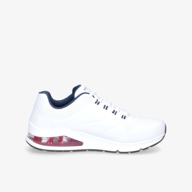 Weißer Laufschuh mit Dämpfung, atmungsaktivem Material und rutschfester Sohle für optimalen Komfort und Stil.