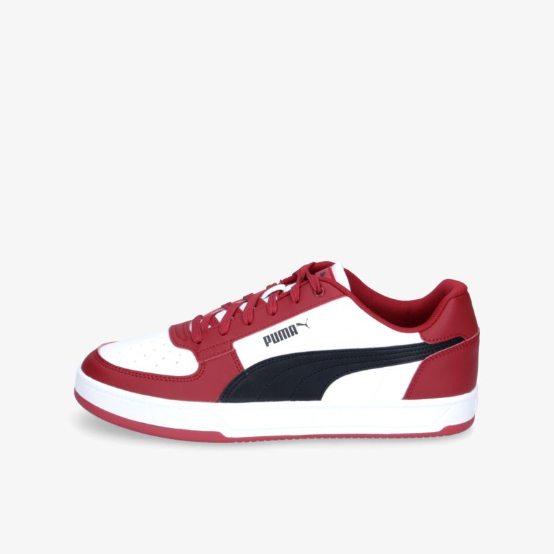 Roter und weißer Sneaker mit dynamischem Design, bequem und leicht für sportlichen Alltag
