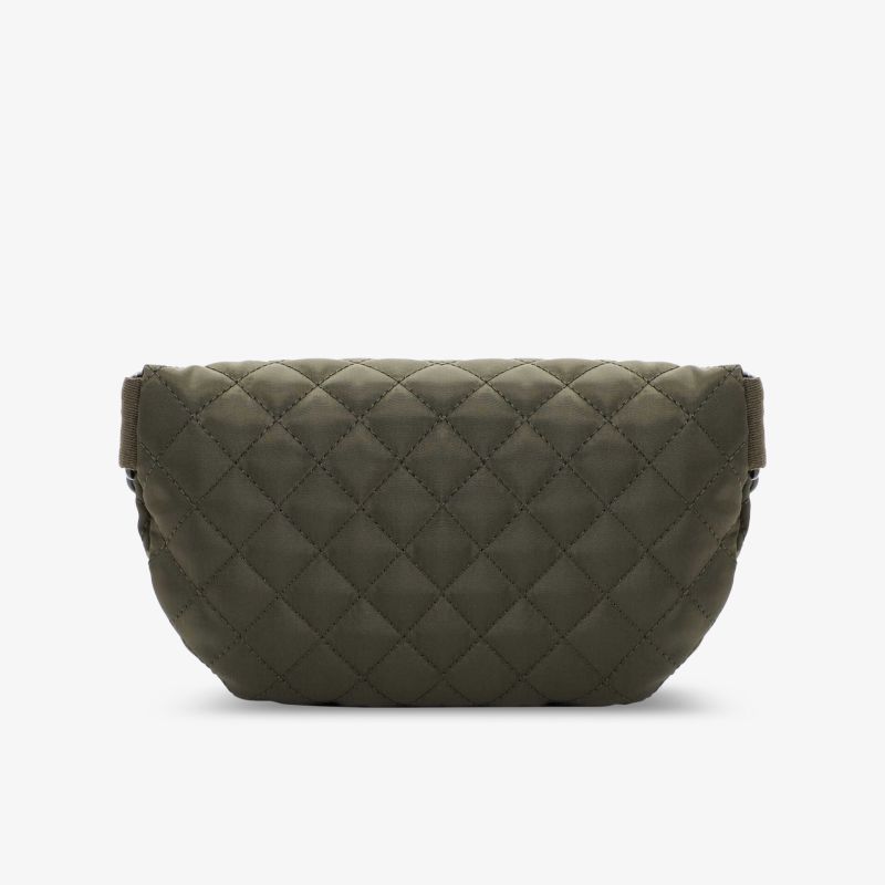Gestepptes olivgrünes Gürteltaschen-Design, kompakt und stilvoll, ideal für den täglichen Gebrauch.