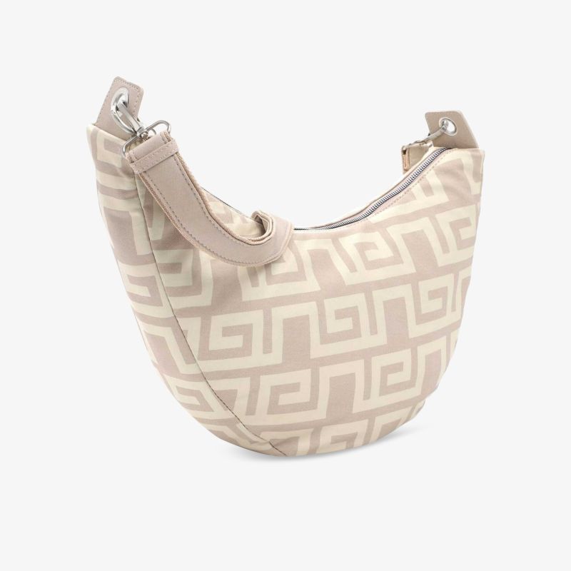 Stylische Tasche mit geometrischem Muster in Beige für den Alltag. Praktisch und modisch zugleich