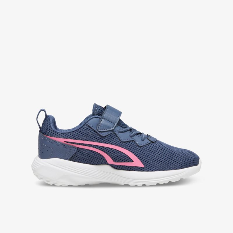 Stilvoller blauer Sneaker mit pinken Akzenten, komfortabel und sportlich, ideal für den täglichen Einsatz.