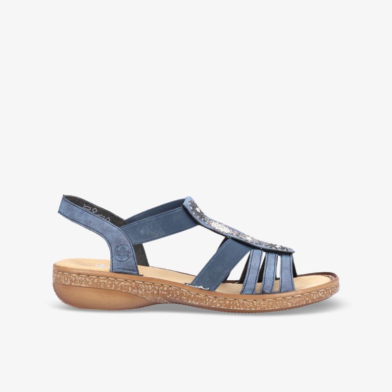 Bequeme blaue Sandale mit flexiblem Riemen und gepolsterter Sohle für optimalen Tragekomfort im Sommer.