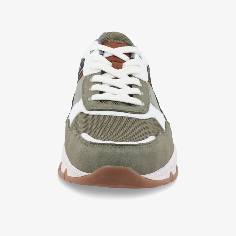 Moderner Sneaker in grün mit weißer Sohle, sportlicher Look, ideal für Alltag und Freizeitaktivitäten.