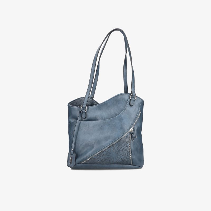 Modische blaue Tasche mit Reißverschluss und großzügigem Stauraum, robustes und langlebiges Material