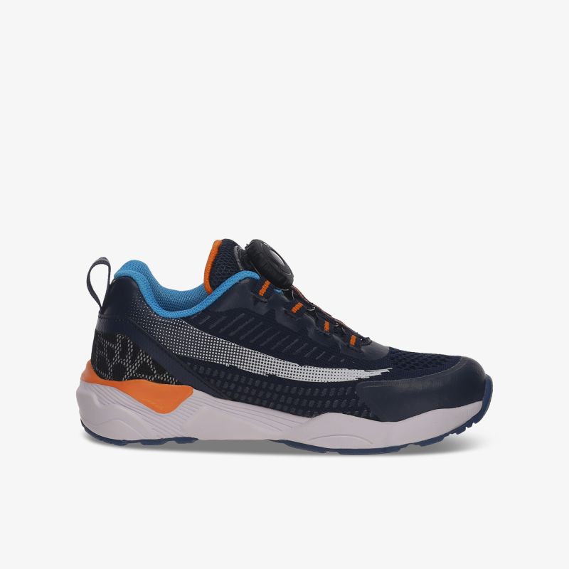 Moderner Sportschuh mit farbigen Akzenten, ideal für dynamische Aktivitäten, bietet hohen Komfort und gute Dämpfung.