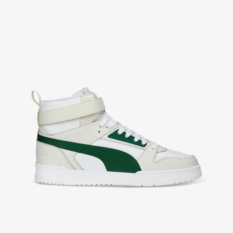 Moderner High-Top Sneaker in Weiß mit grünen Akzenten und Klettverschluss für sportlichen Stil