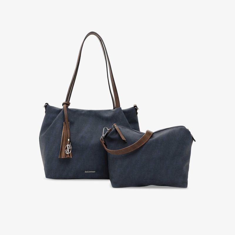 Elegantes dunkelblaues Handtaschen-Set mit stilvollen Details und geräumigem Design. Ideal für verschiedene Anlässe.