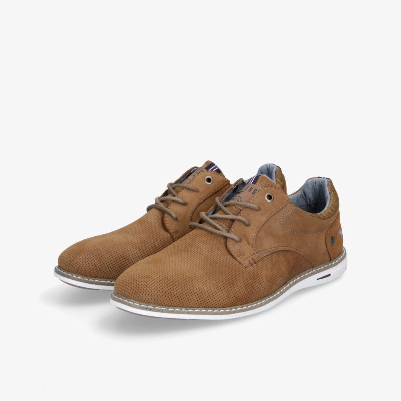 Elegante braune Schnürschuhe mit kontrastierender Sohle, ideal für jeden Anlass.