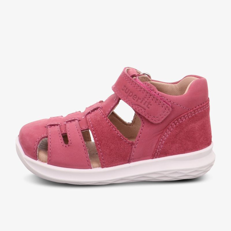 Bequeme pinke Sandalen mit Klettverschluss und rutschfester Sohle für optimalen Halt und Komfort.