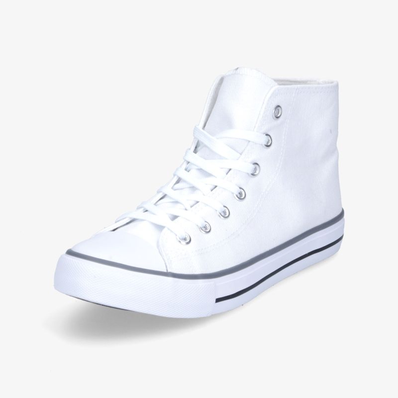Klassischer weißer High-Top Sneaker mit komfortabler Passform und modischem Design für vielseitige Looks.