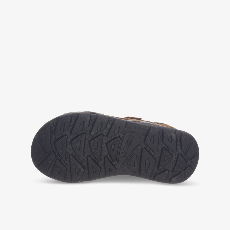 Robuste Schuhsohle mit griffigem Profil für optimalen Halt und Komfort bei allen Aktivitäten.