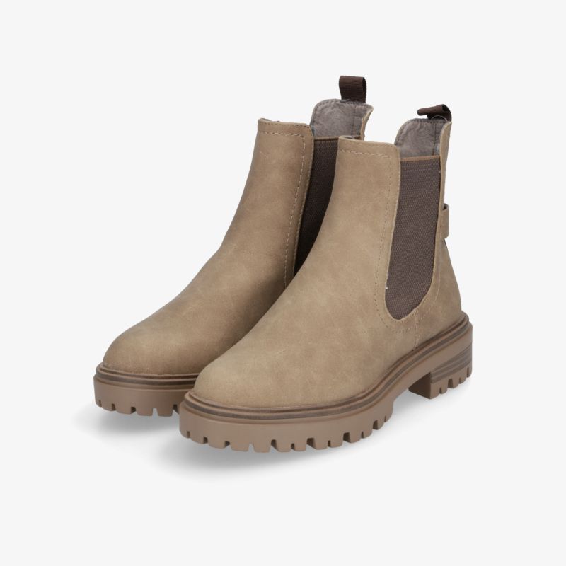 Beige Chelsea Boots mit profilierter Sohle, elastischen Seiteneinsätzen und robustem, komfortablem Design