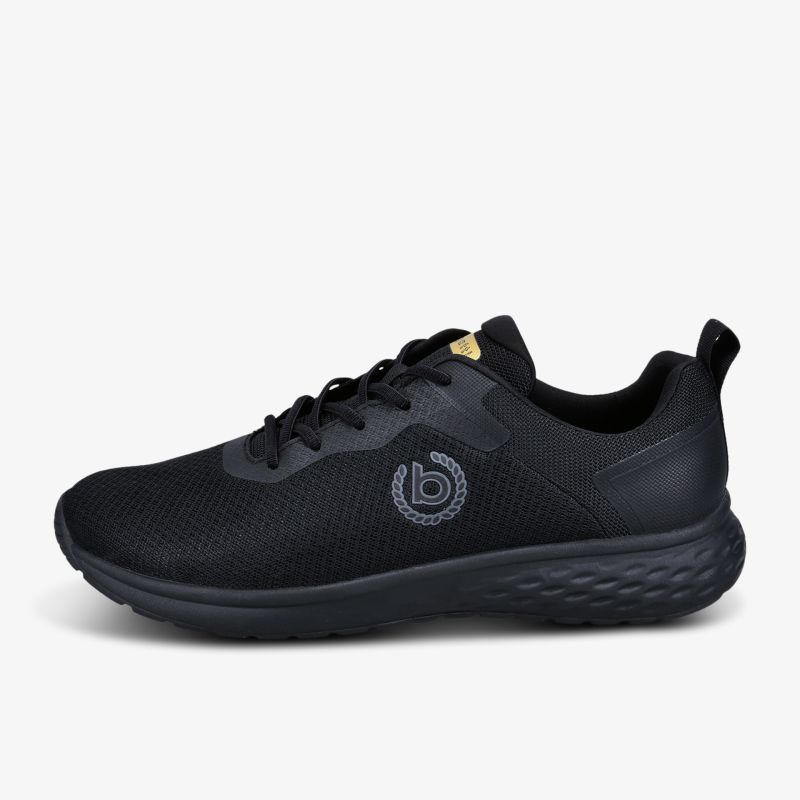 Leichter und bequemer schwarzer Sneaker mit atmungsaktivem Material und flexiblem Laufsohle