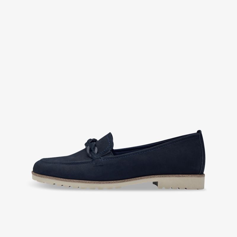 Eleganter navy Loafer mit flacher, bequemer Sohle und klassischem Design für vielseitigen Tragekomfort