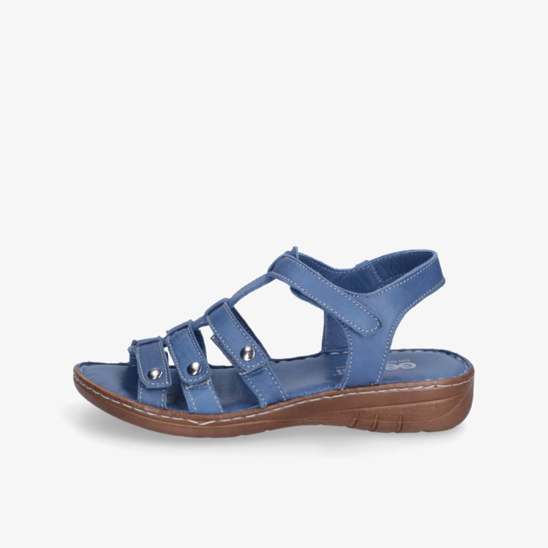 Blaue Sandale mit bequemer Passform und rutschfester Sohle, ideal für den Sommer.