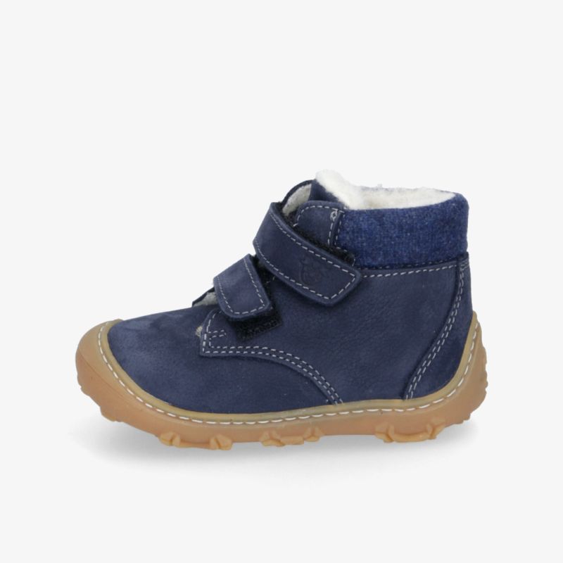 Blauer Kinderschuh mit Klettverschluss und rutschfester Sohle für bequemen und stabilen Halt