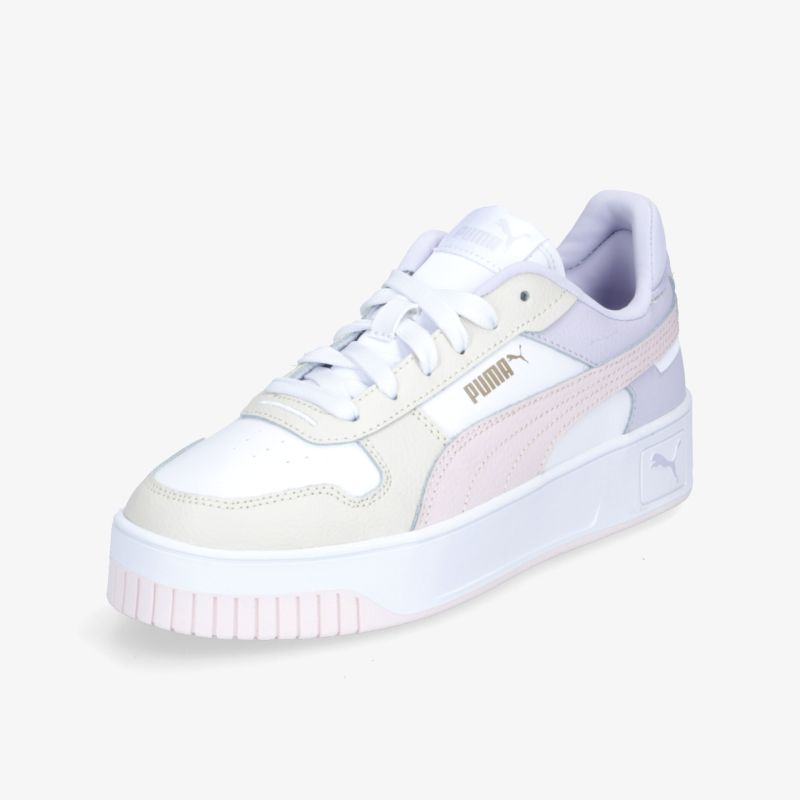 Moderner Sneaker in Weiß mit pastellfarbenen Akzenten und markanter Sohle