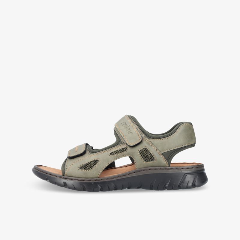 Bequeme Sportsandale mit verstellbaren Klettverschlüssen und robuster, leichter, flexibler Laufsohle in Beige und Schwarz