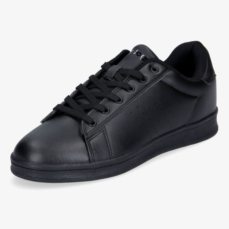 Eleganter schwarzer Sneaker aus Lederoptik mit zeitlosem Design und bequemer Passform für jeden Anlass.