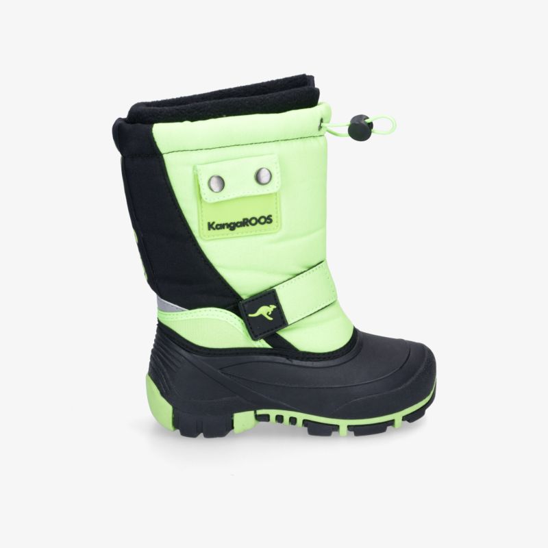 Warmer Snowboot in neon-grün und schwarz, robuste rutschfeste Sohle, gefüttert mit Kordelverschluss für optimalen Halt
