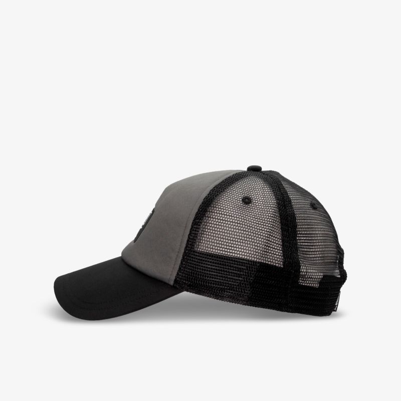 Stilvolle Trucker Cap in Schwarz-Grau mit atmungsaktivem Mesh-Design und verstellbarem Verschluss