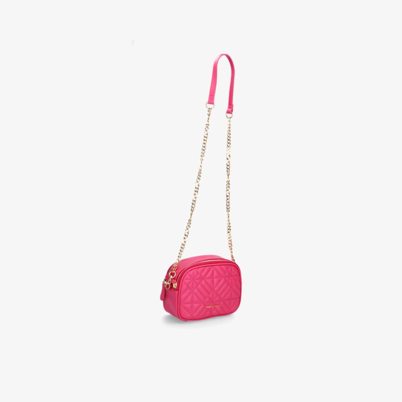 Kleine rote Umhängetasche mit eleganter goldener Kette, kompakt und modisch für praktischen Einsatz