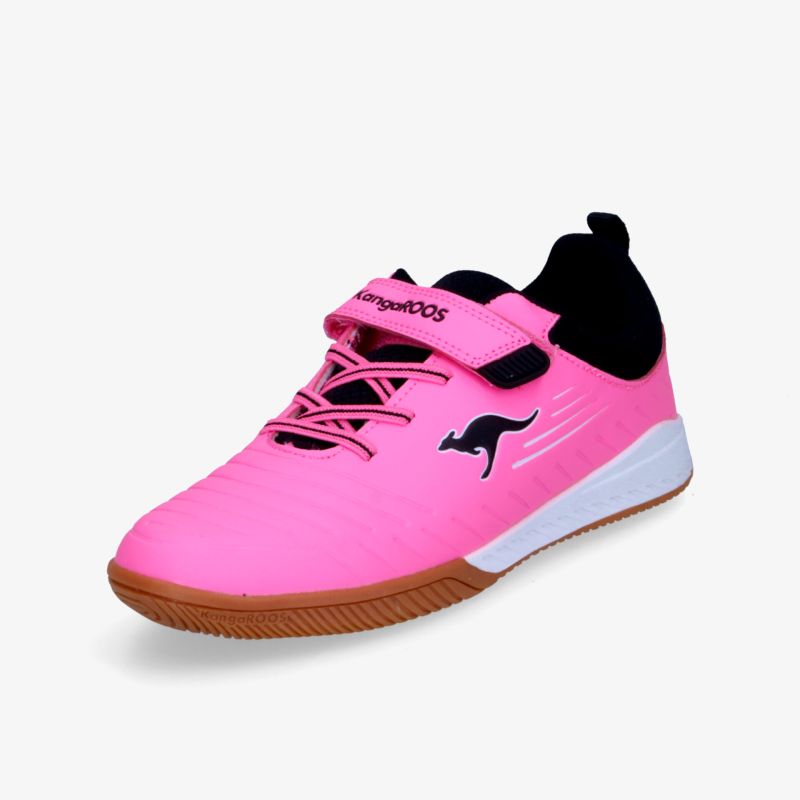 Sportlicher pinker Schuh mit Klettverschluss und elastischer Schnürung, leicht und rutschfest mit robustem Profil
