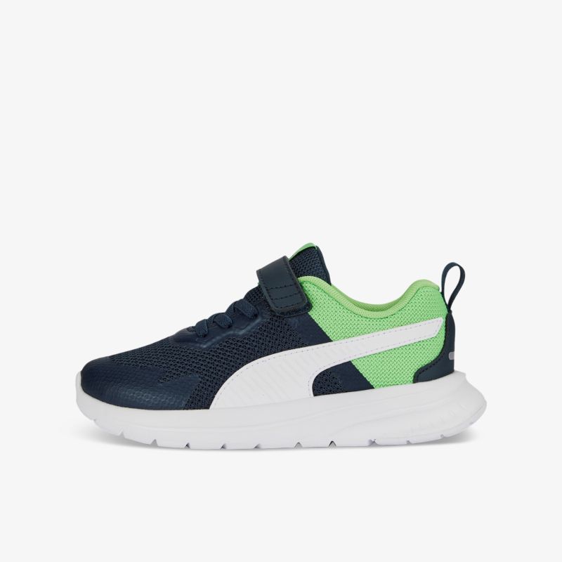 Moderner Sneaker in Blau und Grün mit weißer Sohle. Hoher Tragekomfort und stilvolles Design.