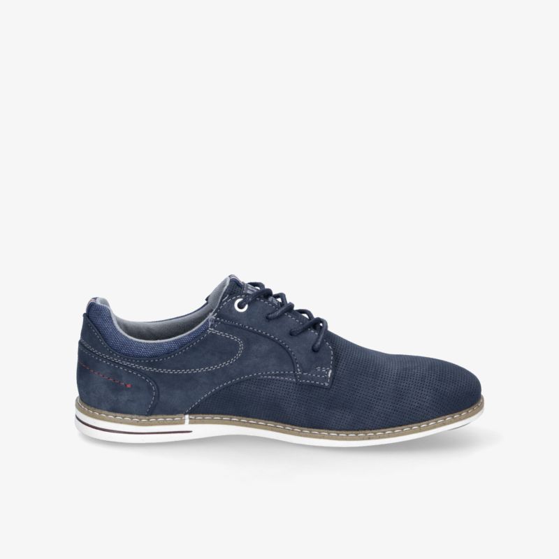 Eleganter navyblauer Sneaker mit Schnürsenkeln und bequemer Passform, hochwertiges Material sichtbar