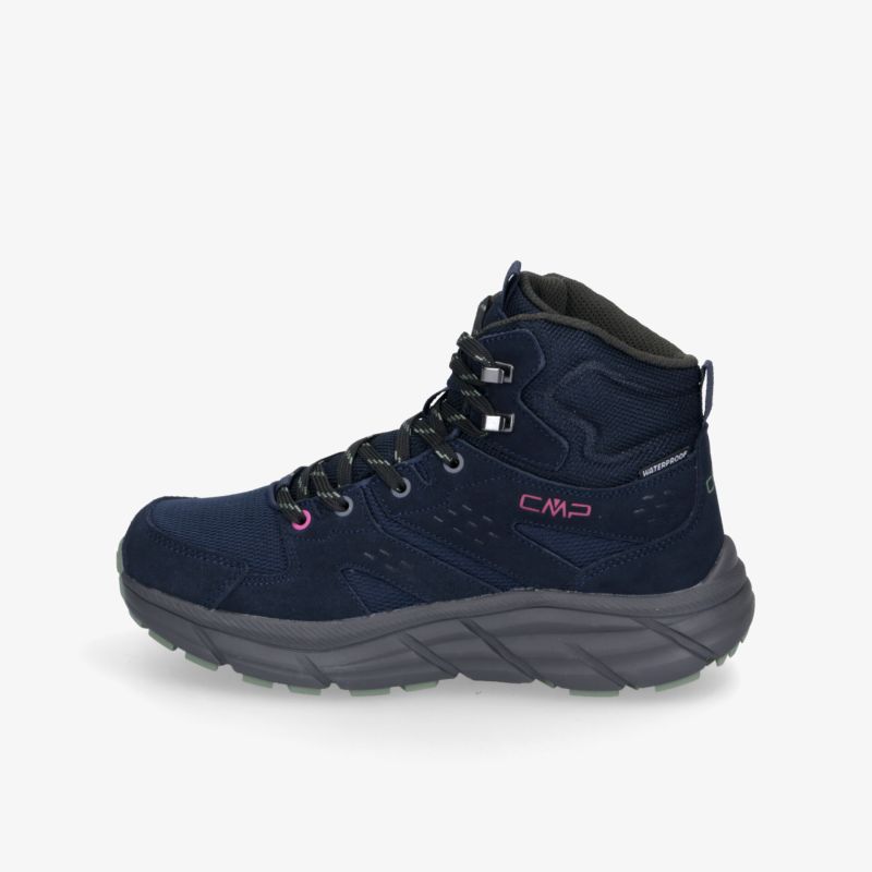 Robuster blauer Wanderschuh mit rutschfester Laufsohle und gepolstertem Innenfutter, ideal für Outdoor-Aktivitäten