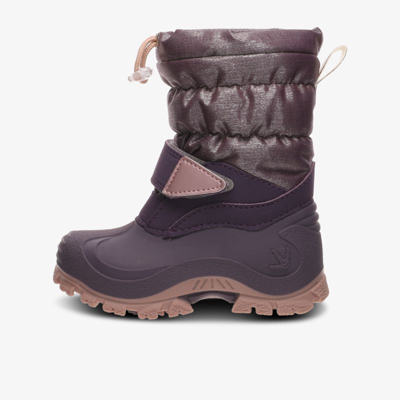 Lila Winterstiefel mit robustem Design und rutschfester Sohle für optimalen Kälteschutz und Komfort.