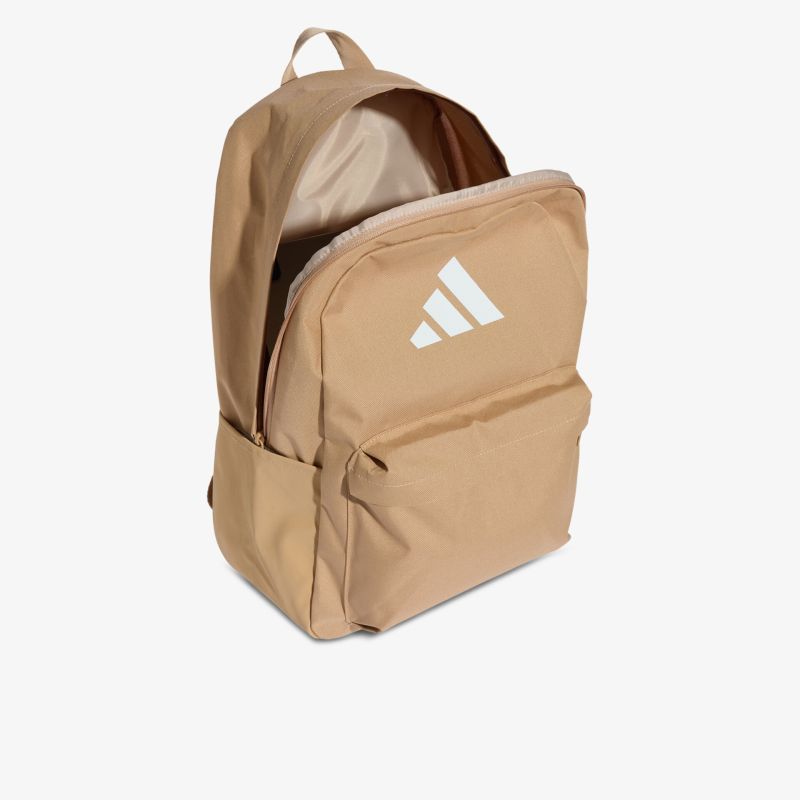 Moderner, robuster Rucksack mit großem Hauptfach und praktischem frontalen Reißverschlussfach in Beige