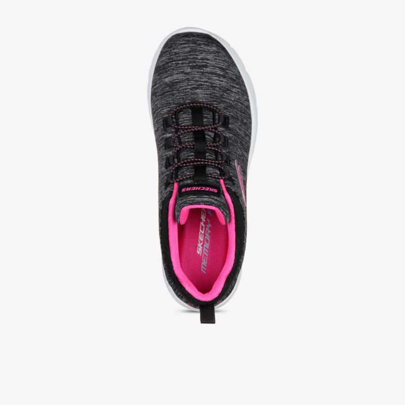 Moderner Sneaker in Schwarz mit pinkem Innenfutter und elastischer Schnürung für optimalen Komfort und Stil.