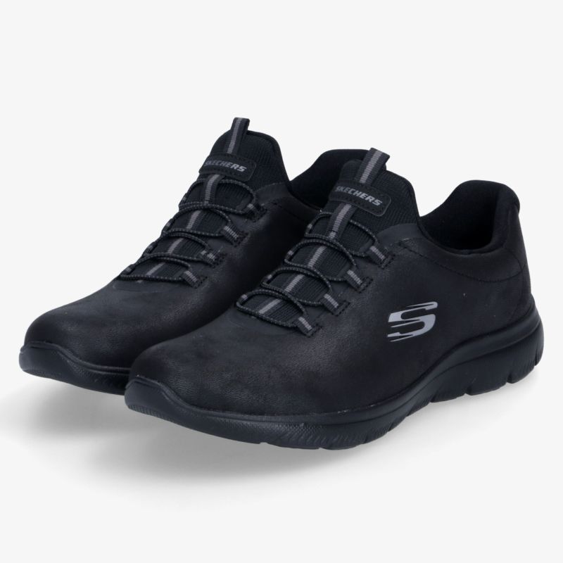 Bequeme und leichte schwarze Sportschuhe mit flexiblem Sohlenprofil und schnörkellosem Design