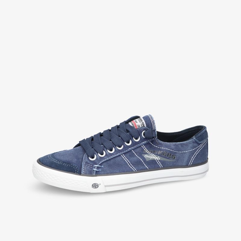 Blaue Sneaker mit weißer Sohle und bequemer Passform für lässigen, sportlichen Stil im Alltag.