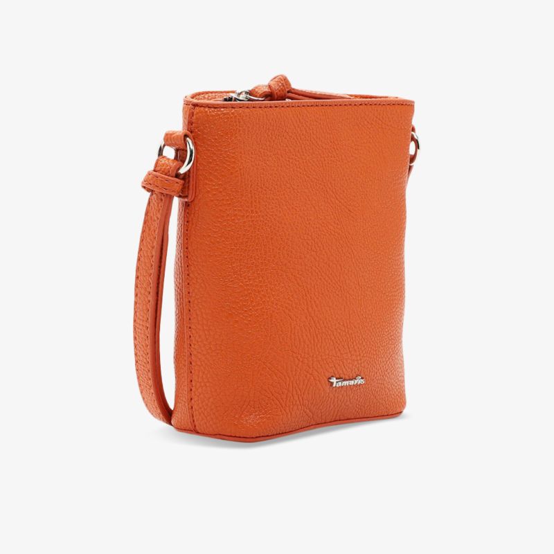 Elegante kompakte orange Handtasche mit verstellbarem Schulterriemen und sicherem Reißverschluss, hochwertiges Material
