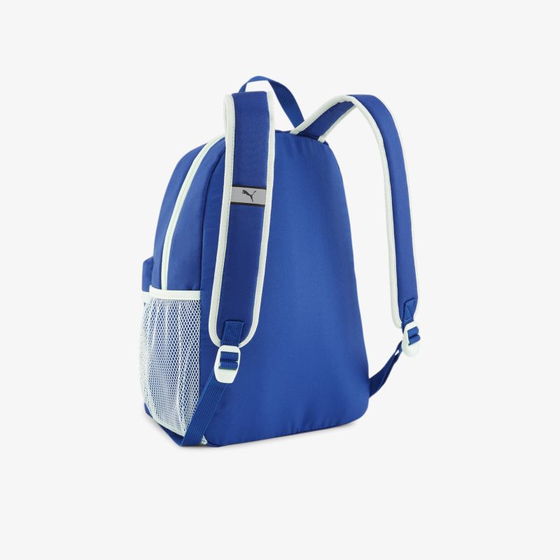 Robuster blauer Rucksack mit verstellbaren Trägern und seitlichen Netzfächern, ideal für vielseitigen Gebrauch