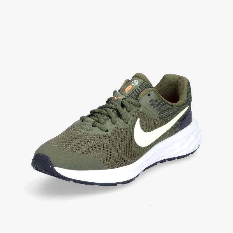 Moderner Laufschuh in Olivgrün mit leichtgewichtiger Bauweise und stoßdämpfender Sohle für maximalen Komfort.