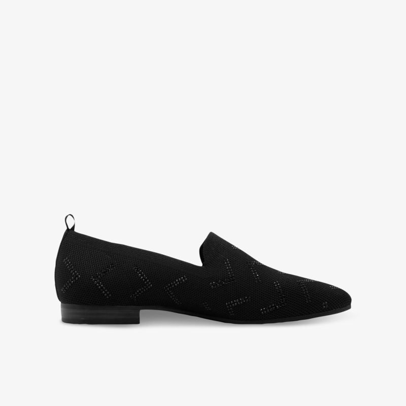 Schwarzer eleganter Slipper mit flachem Absatz und bequemem Innenfutter für stilvollen Komfort im Alltag