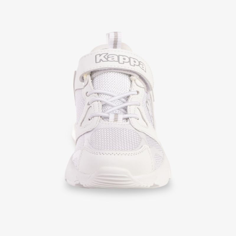 Weißer Sneaker mit Klettverschluss und atmungsaktivem Material für optimalen Komfort und sicheren Halt.