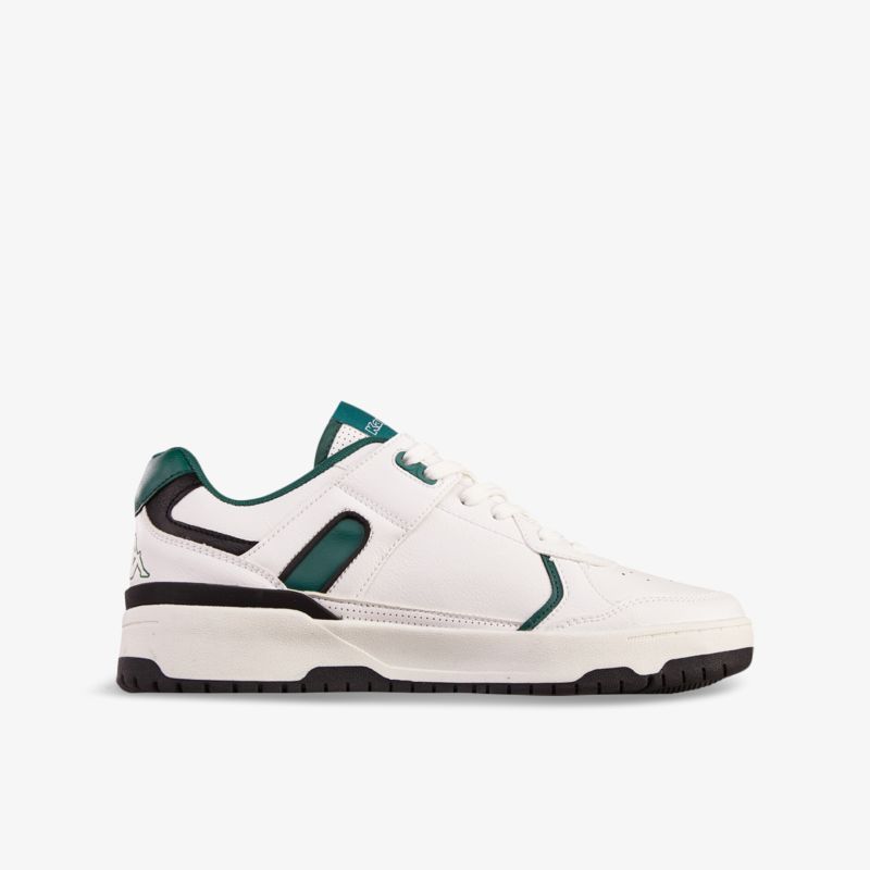 Moderner weißer Sneaker mit grünen Akzenten, ideal für sportlich-elegante Looks und hohen Tragekomfort.