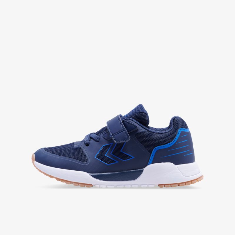 Bequemer blauer Sneaker mit Klettverschluss und rutschfester Sohle, ideal für sportliche Aktivitäten.