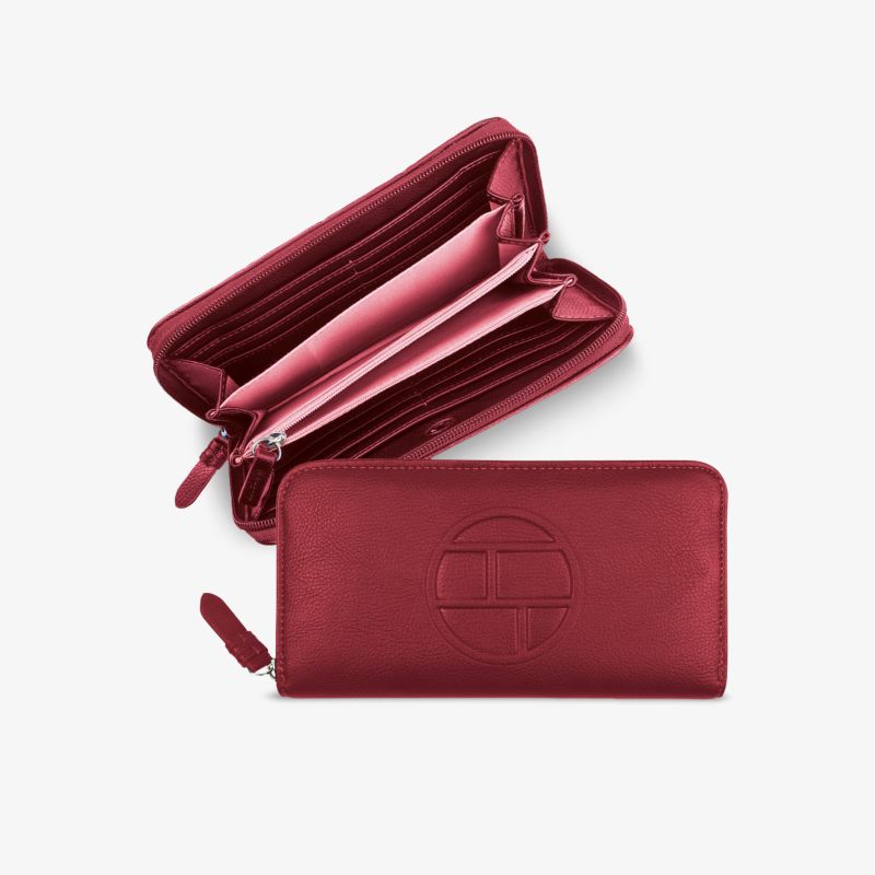 Elegantes Portemonnaie aus Leder, mit Reißverschluss und großzügigem Innenfach. Stilvolles und funktionales Design.